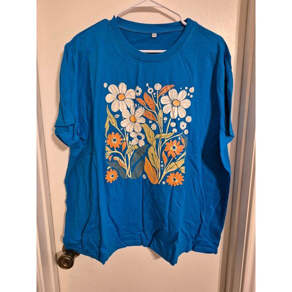 Blue Flower Decal T-shirt-Size 3XL-NWT - Picture 1 of 7